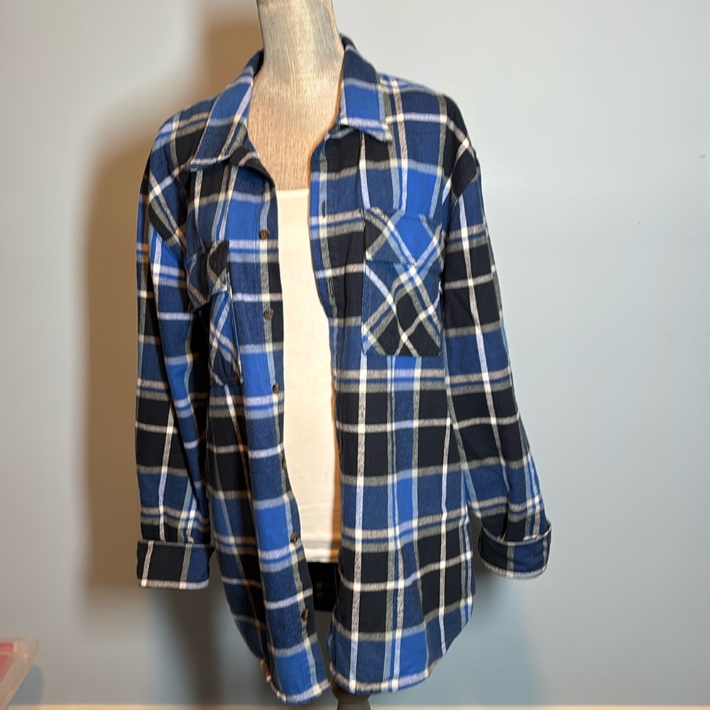TNA size large (3) plaid shirt, women’s.
